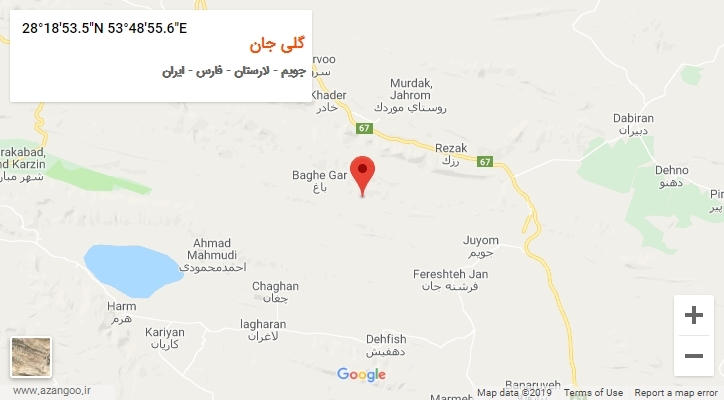 روستای گلی جان بر روی نقشه