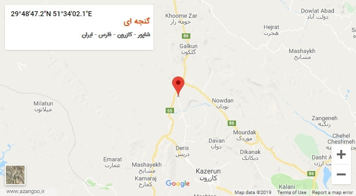 روستای گنجه ای بر روی نقشه