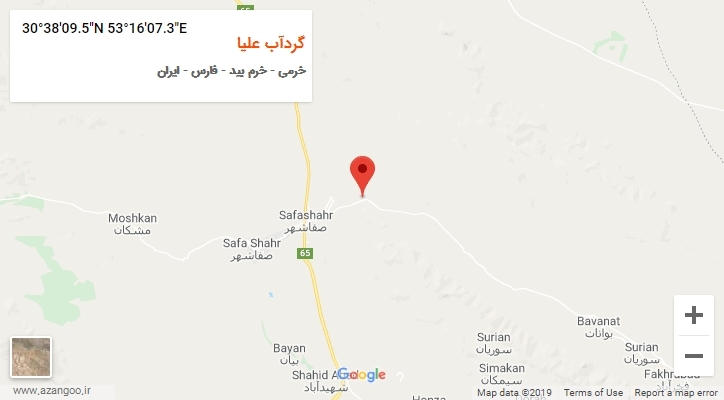 روستای گردآب علیا بر روی نقشه