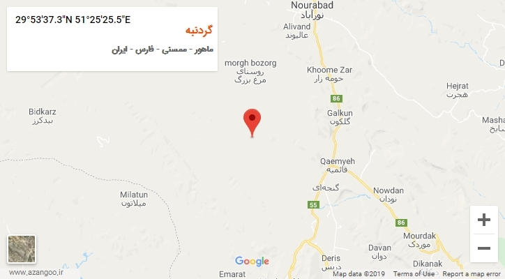 روستای گردنبه بر روی نقشه