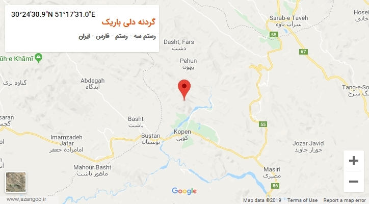 روستای گردنه دلی باریک بر روی نقشه