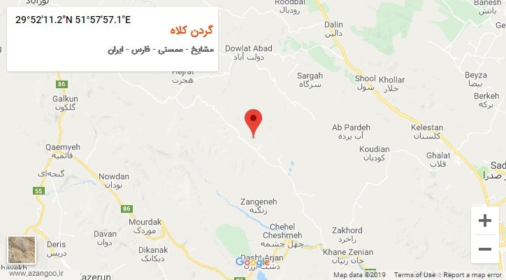 روستای گردن کلاه بر روی نقشه