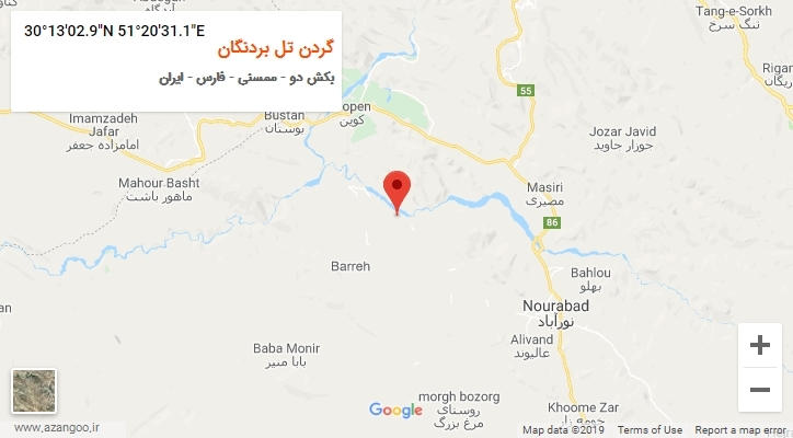 روستای گردن تل بردنگان بر روی نقشه