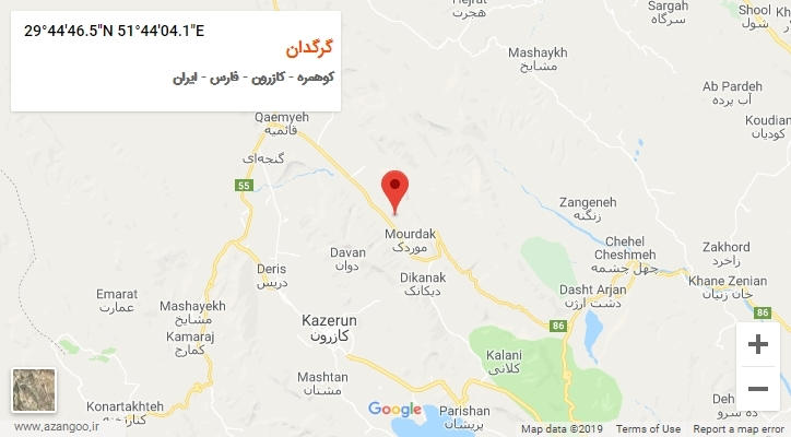 روستای گرگدان بر روی نقشه
