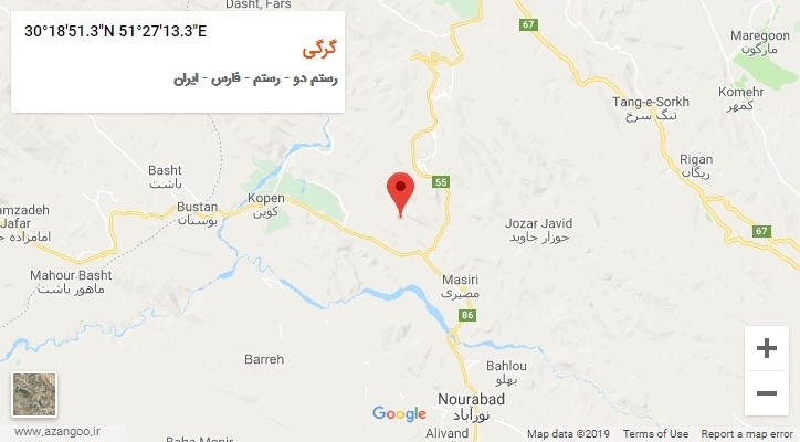 روستای گرگی بر روی نقشه