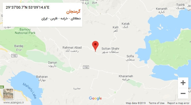 روستای گرمنجان بر روی نقشه