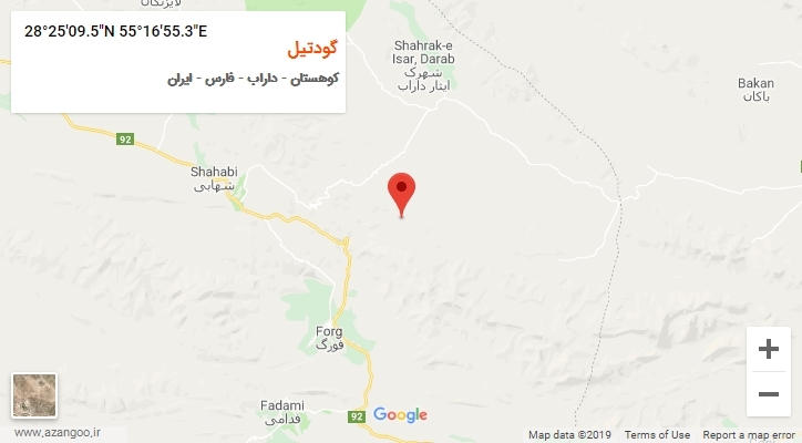 روستای گودتیل بر روی نقشه