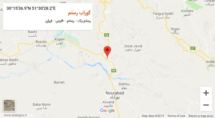 روستای گورآب رستم بر روی نقشه