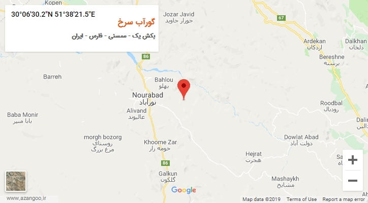 روستای گورآب سرخ بر روی نقشه