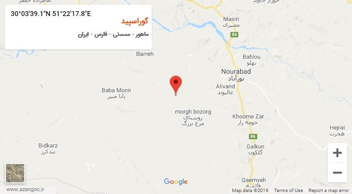 روستای گوراسپید بر روی نقشه