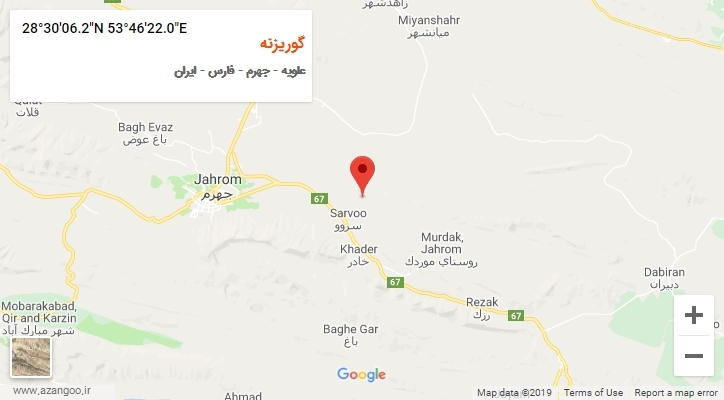 روستای گوریزنه بر روی نقشه