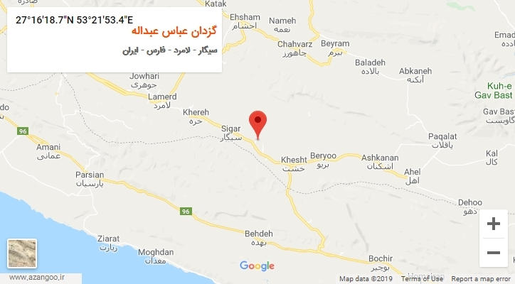 روستای گزدان عباس عبداله بر روی نقشه