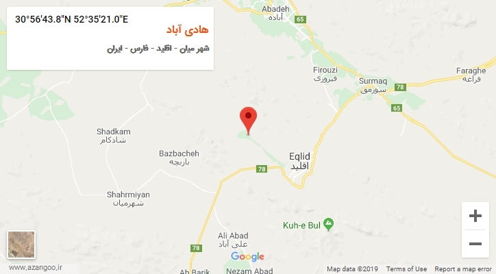روستای هادی آباد بر روی نقشه