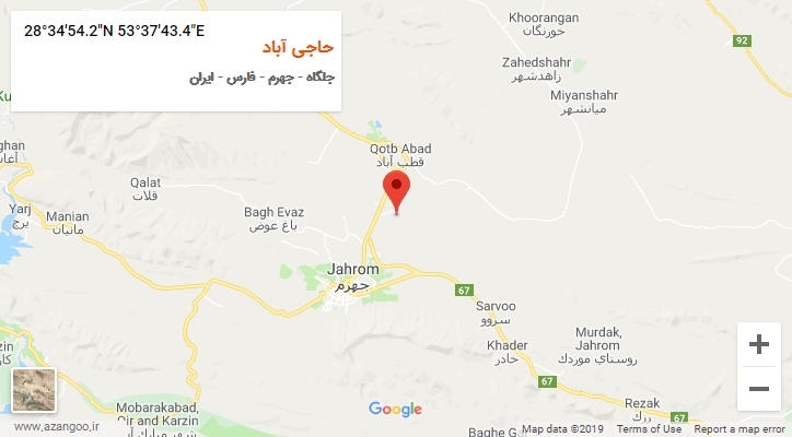 روستای حاجی آباد بر روی نقشه