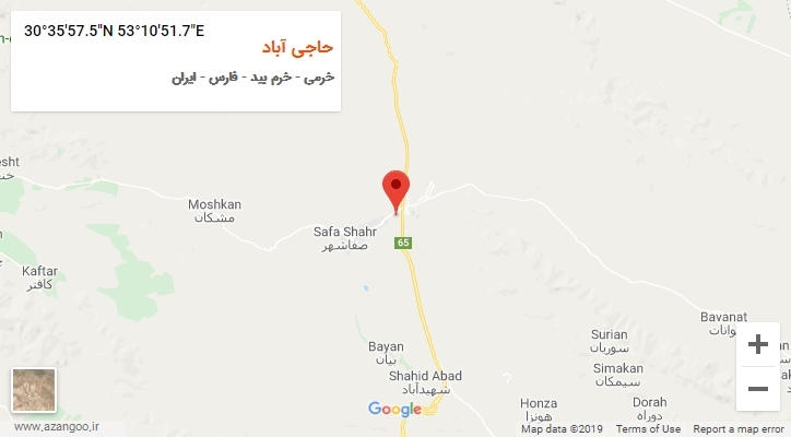 روستای حاجی آباد بر روی نقشه