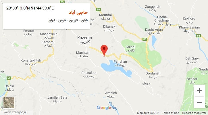 روستای حاجی آباد بر روی نقشه