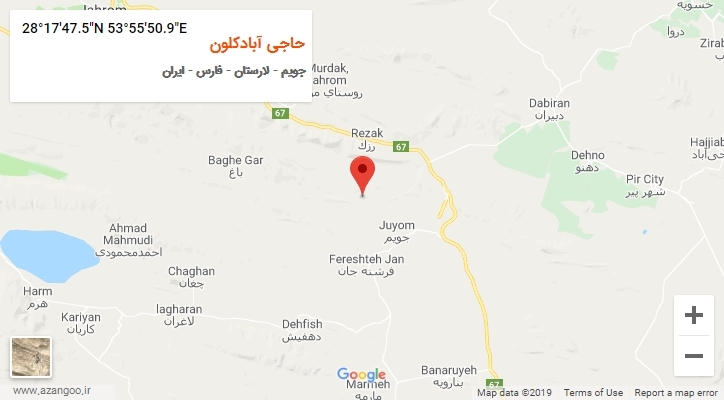 روستای حاجی آبادکلون بر روی نقشه