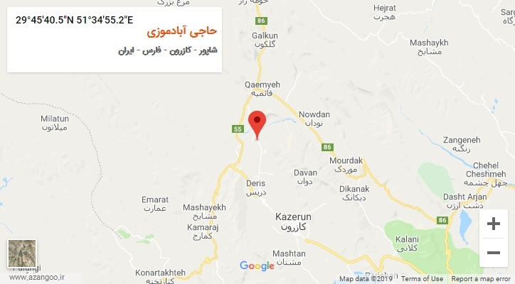 روستای حاجی آبادموزی بر روی نقشه