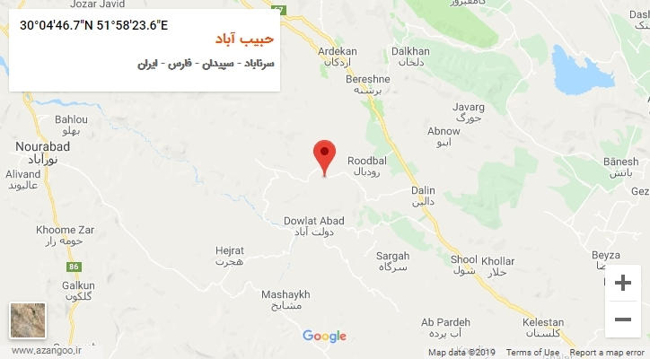 روستای حبیب آباد بر روی نقشه
