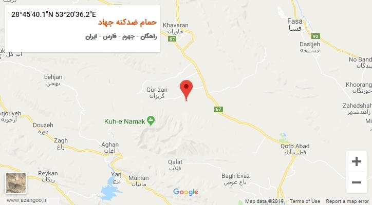 روستای حمام ضدکنه جهاد بر روی نقشه