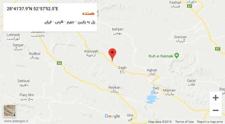 روستای همنده بر روی نقشه