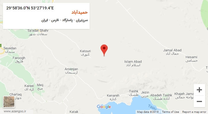 روستای حمیدآباد بر روی نقشه