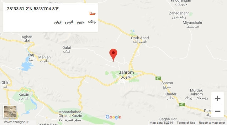 روستای حنا بر روی نقشه