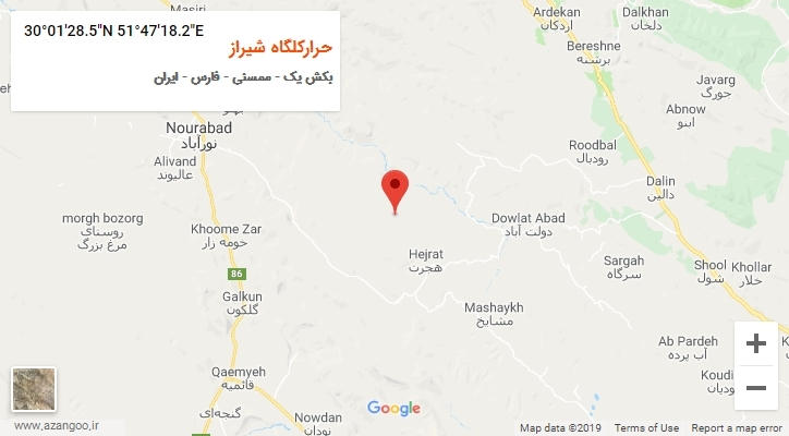 روستای حرارکلگاه شیراز بر روی نقشه