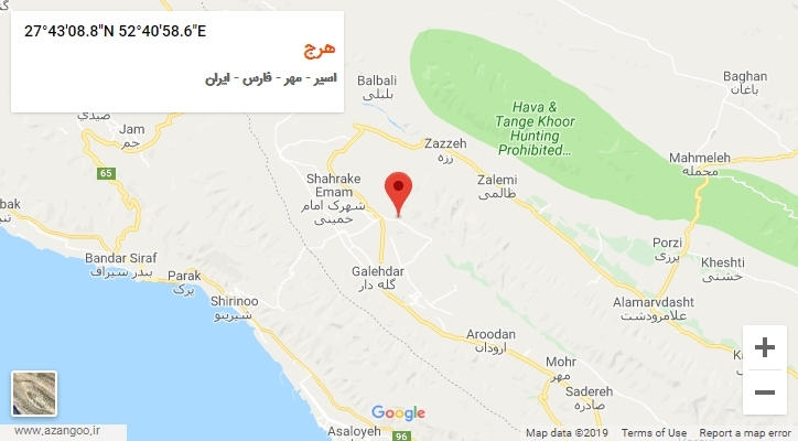 روستای هرج بر روی نقشه