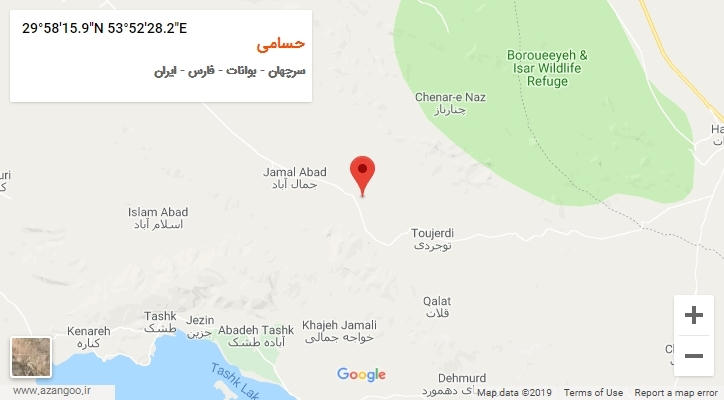 روستای حسامی بر روی نقشه