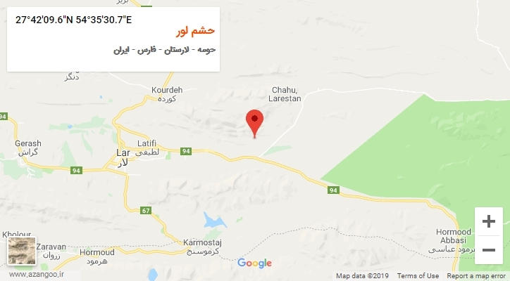 روستای حشم لور بر روی نقشه