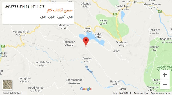 روستای حسن آباداب کنار بر روی نقشه
