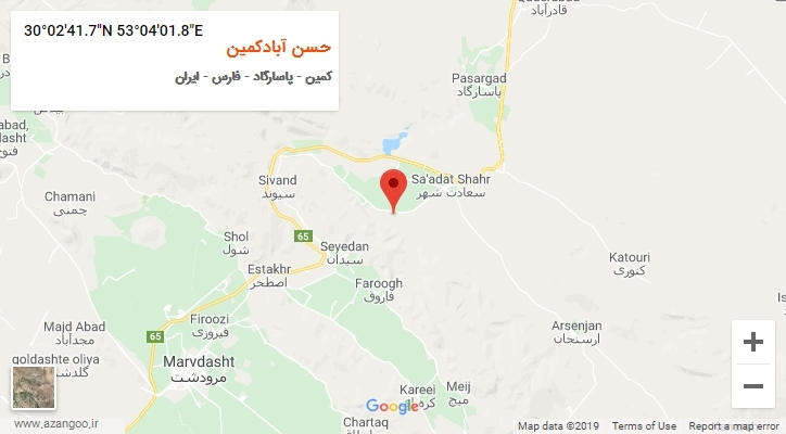 روستای حسن آبادکمین بر روی نقشه