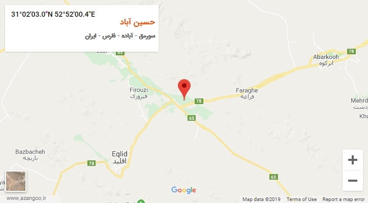 روستای حسین آباد بر روی نقشه