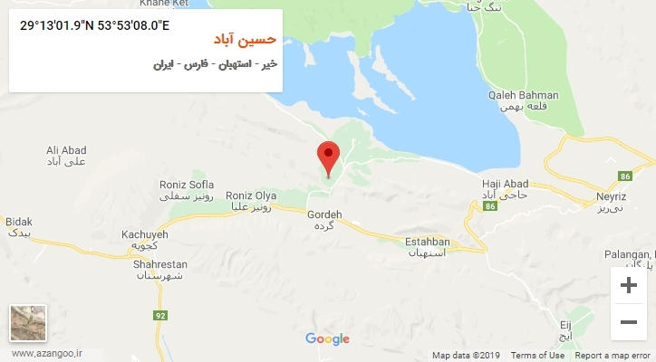 روستای حسین آباد بر روی نقشه