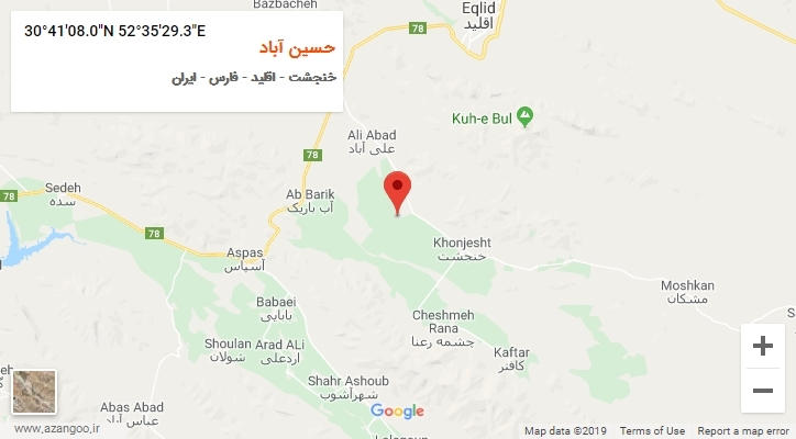 روستای حسین آباد بر روی نقشه