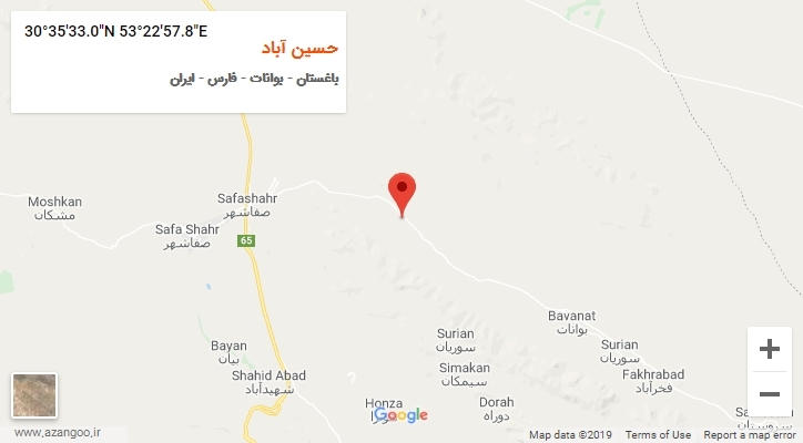 روستای حسین آباد بر روی نقشه