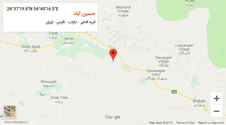 روستای حسین آباد بر روی نقشه
