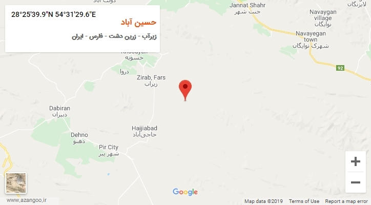 روستای حسین آباد بر روی نقشه