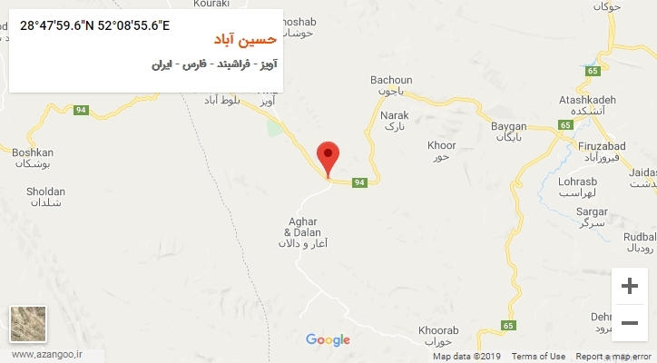روستای حسین آباد بر روی نقشه