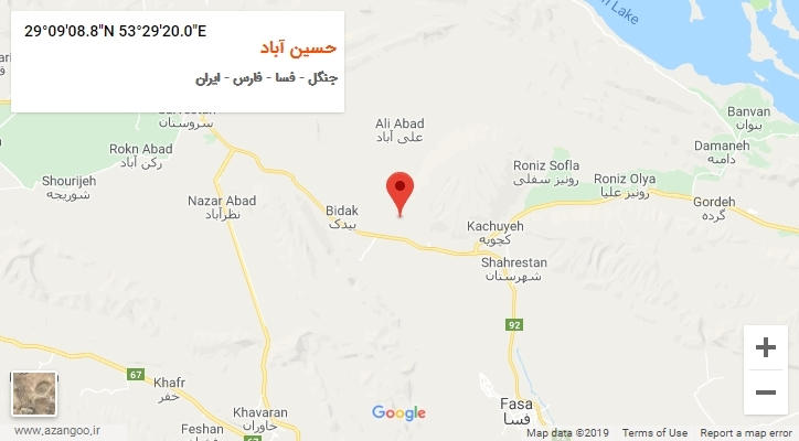 روستای حسین آباد بر روی نقشه