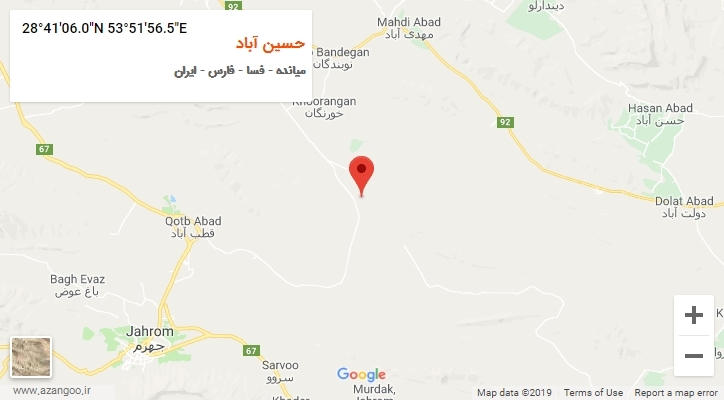 روستای حسین آباد بر روی نقشه