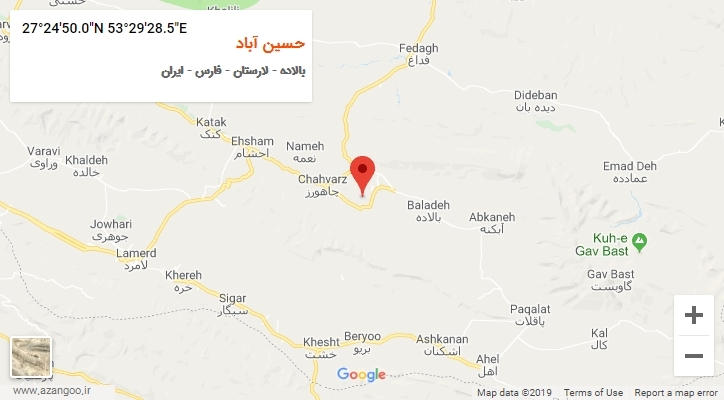 روستای حسین آباد بر روی نقشه