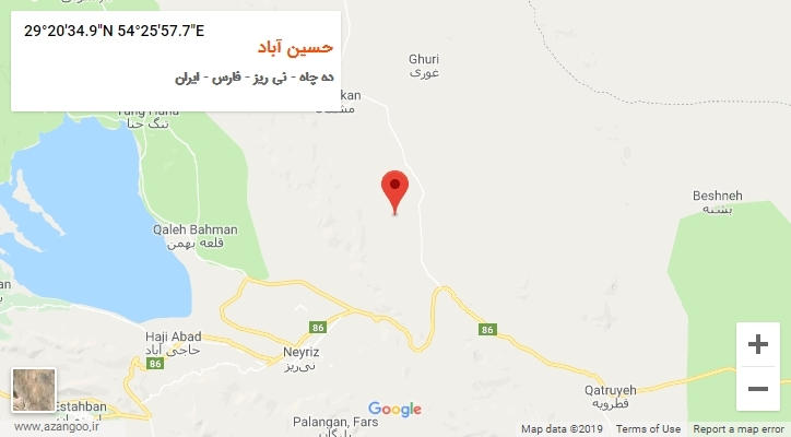 روستای حسین آباد بر روی نقشه
