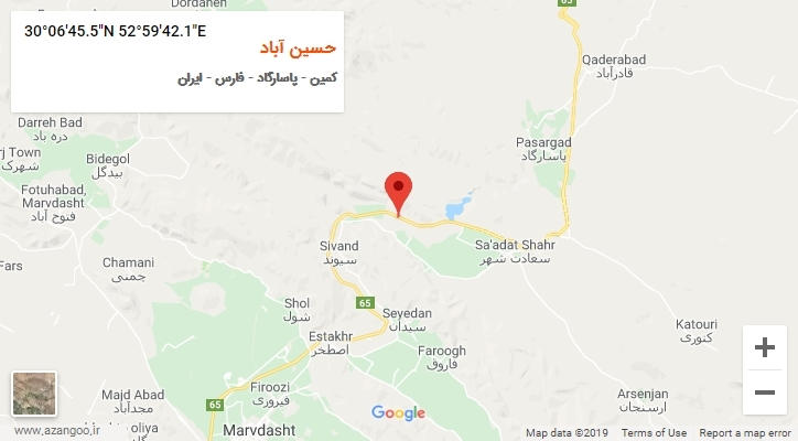 روستای حسین آباد بر روی نقشه