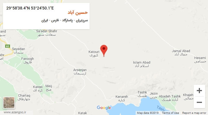 روستای حسین آباد بر روی نقشه