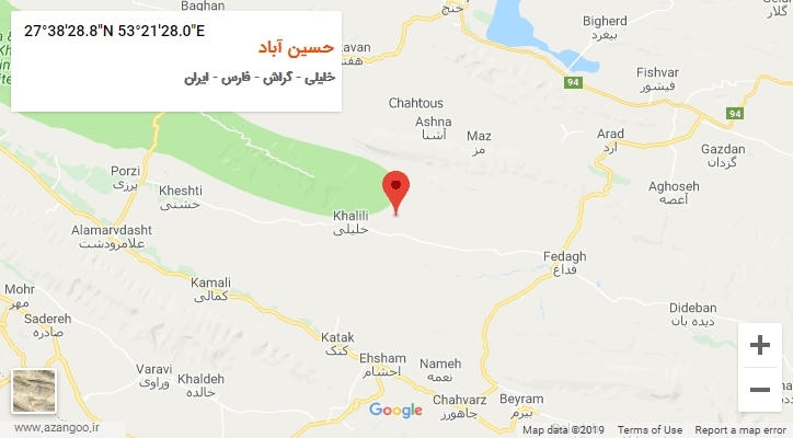 روستای حسین آباد بر روی نقشه