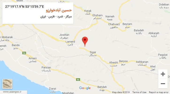 روستای حسین آبادخوارزو بر روی نقشه