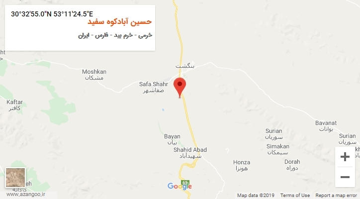 روستای حسین آبادکوه سفید بر روی نقشه