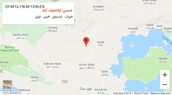 روستای حسین آبادنجف آباد بر روی نقشه